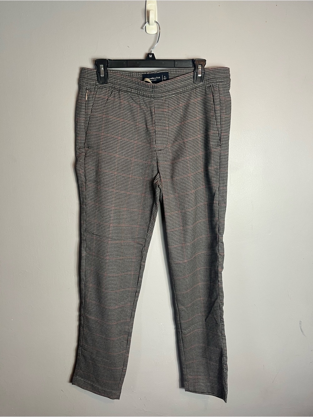 NWT Abercrombie & Fitch Gray Houndstooth Slim Chinos Sz Small